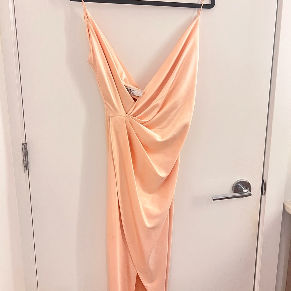 Elegant Peach Draped Dress